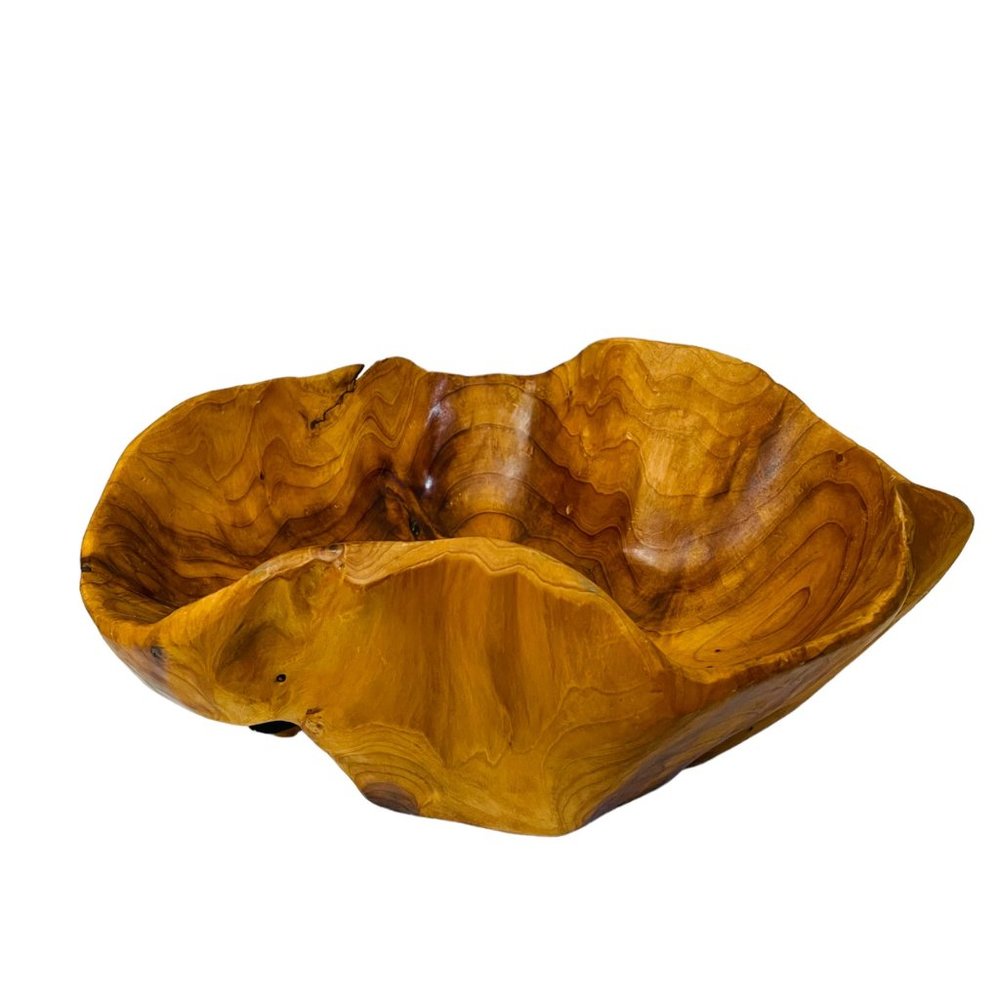 Vintage, teak, wood, serving bowl, hand carved 14" x‎ 10” x 6"
